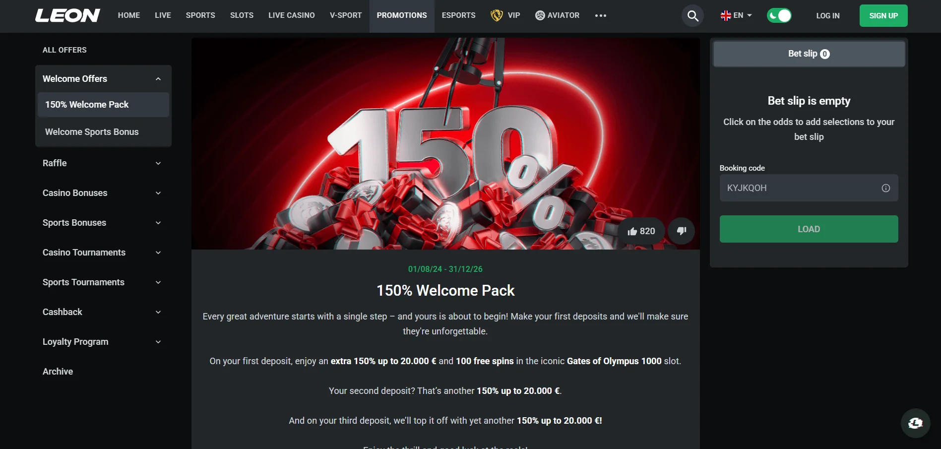 Leon casino bonus de bienvenue