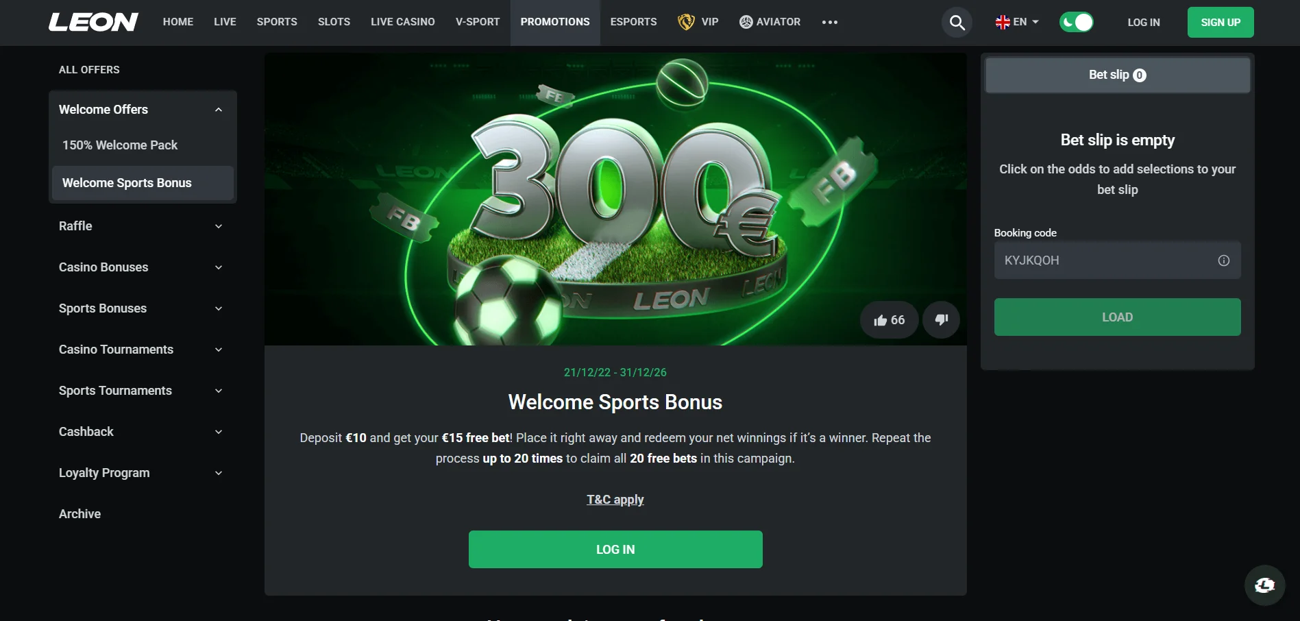 Leon casino en ligne bonus sans dépôt