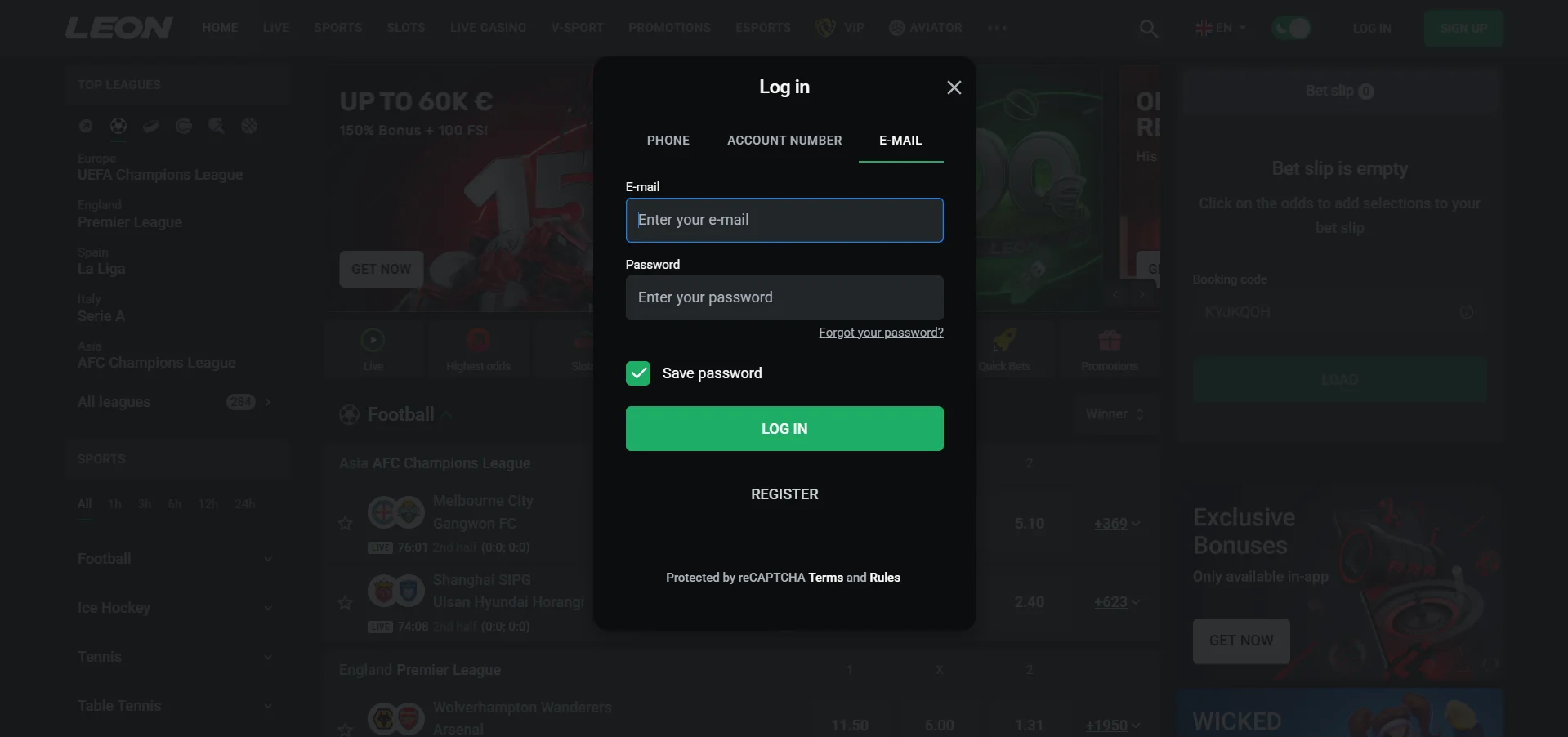 Leon Casino : connexion à mon compte